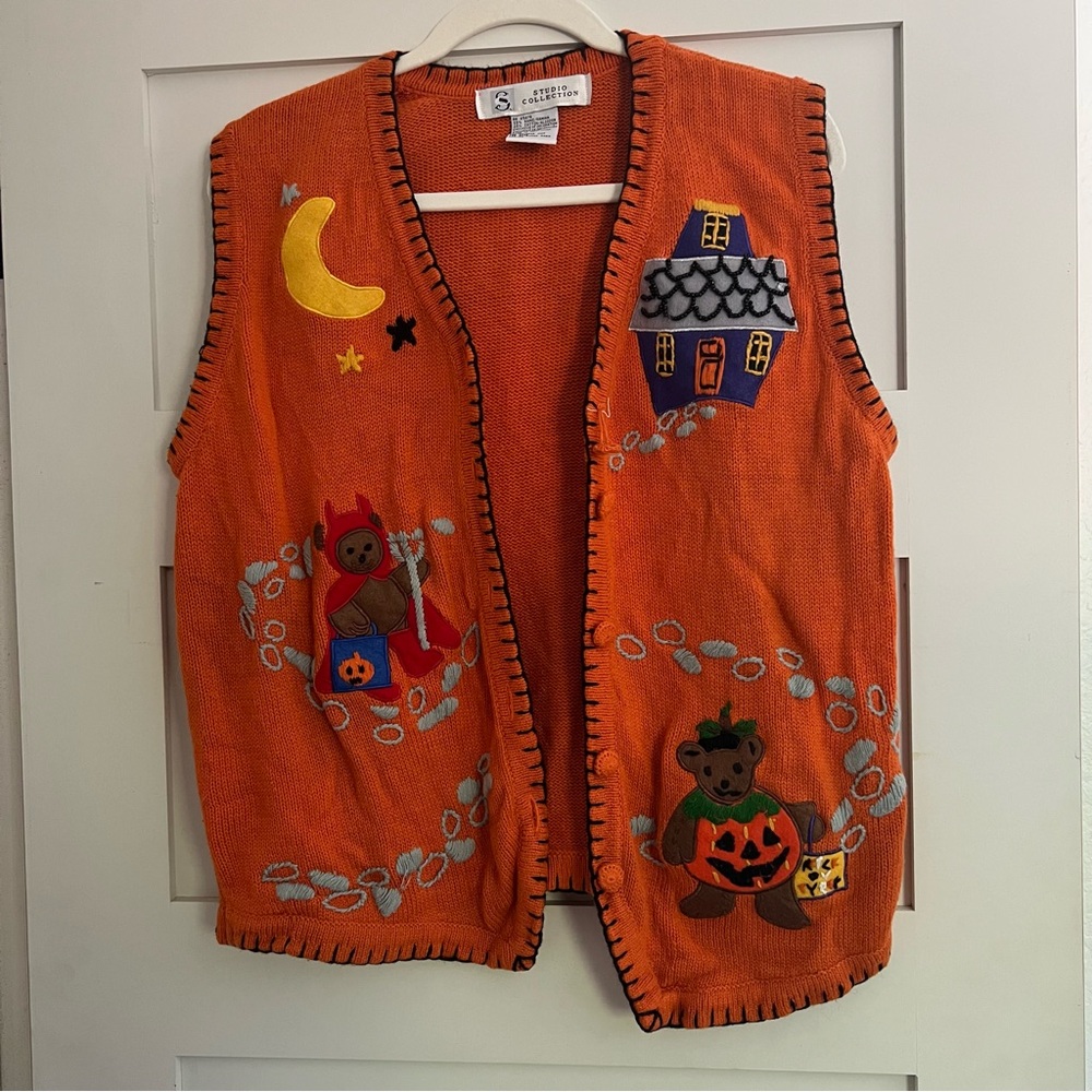 Vintage Halloween teddy bear vest